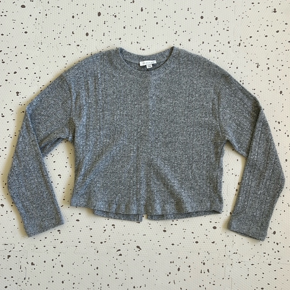 💘 TOPSHOP - OPEN SLIT BACK GRAY SWEATER